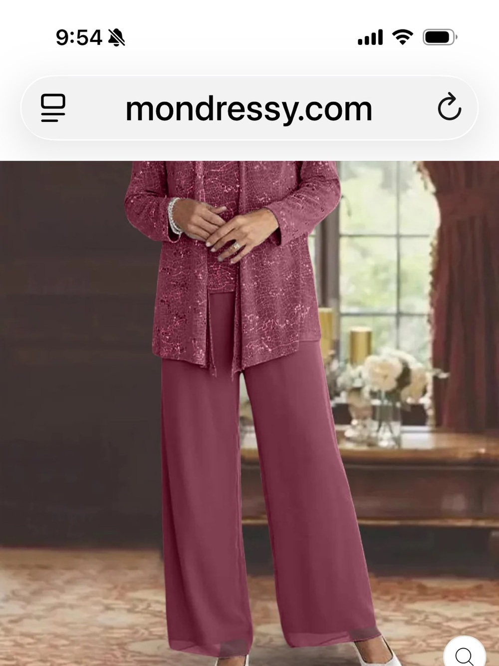 Elegant Women's Wide-Leg Pantsuit in Mulberry. Size 6